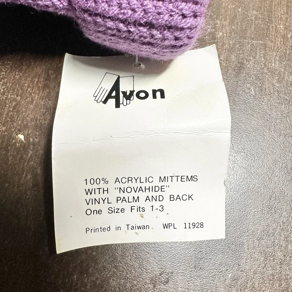 Vtg‎ 1984 Herself the Elf Avon Purple Knit Mittens Kids Size 1-3 New With Tags